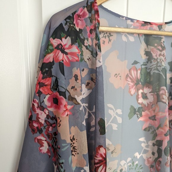BB&KK Women's Floral Kimono Cardigans Chiffon Casual Loose Open Front Cover Ups - Picture 1 of 1